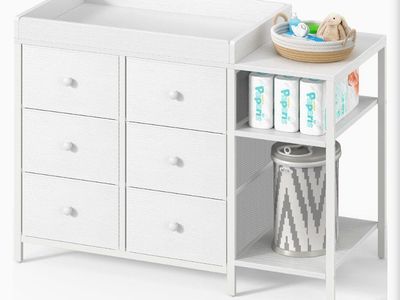 BOLUO White Baby Dresser with Changing Table Top