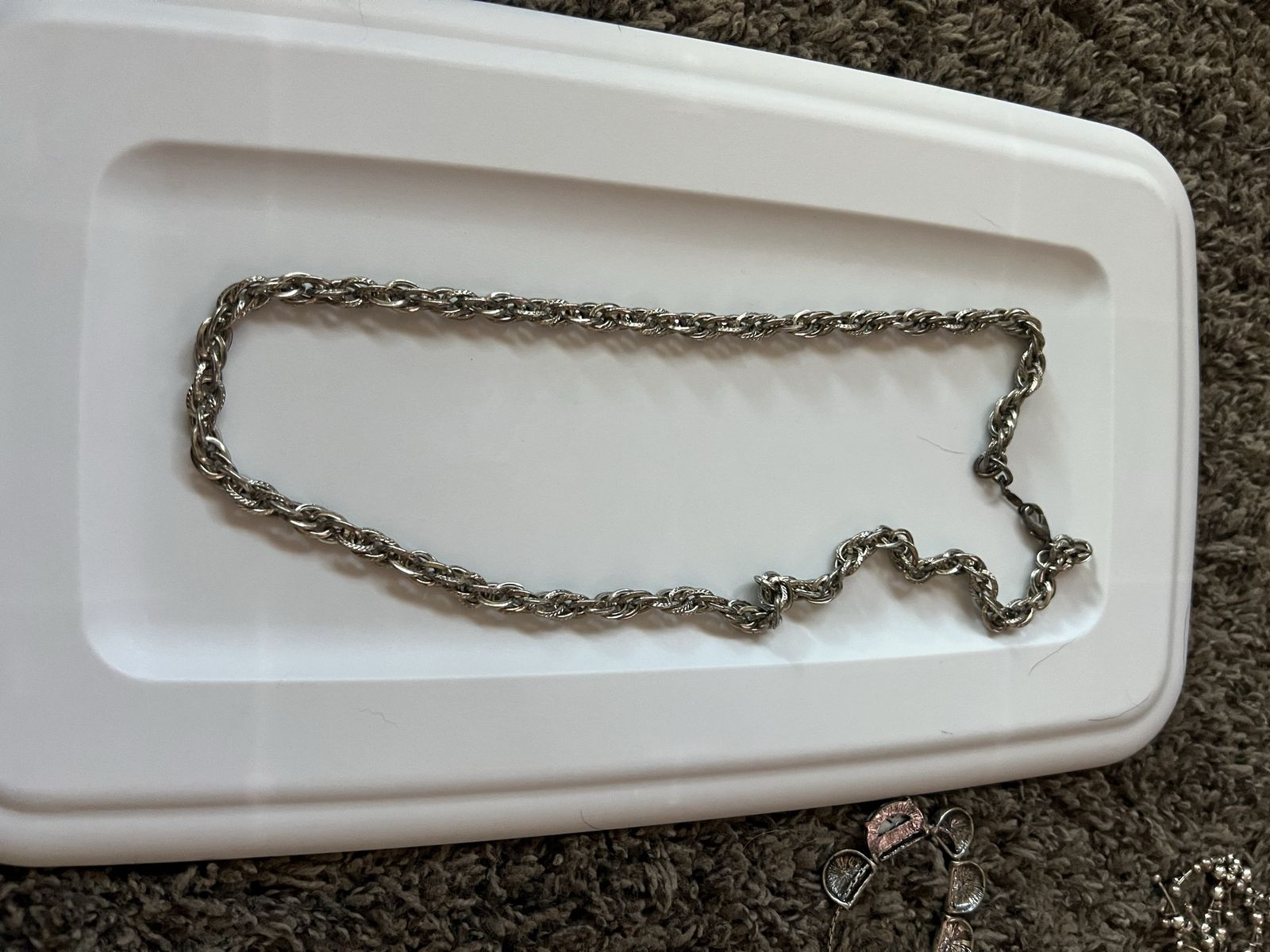 Silver-Tone Rope Chain Necklace - Men's/Women's, Used Condition