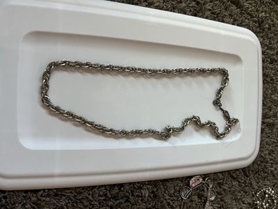 Silver-Tone Rope Chain Necklace - Men's/Women's, Used Condition