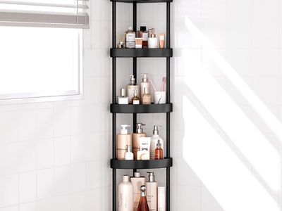 Space Aluminum 5-Tier Corner Shower Caddy, Rust-Resistant, Bathroom Storage Organizer, Black