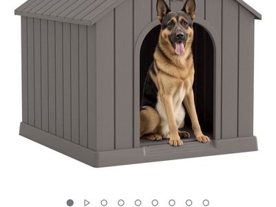 Bifanuo Large Outdoor Plastic Dog House - Weatherproof PP Material Grey