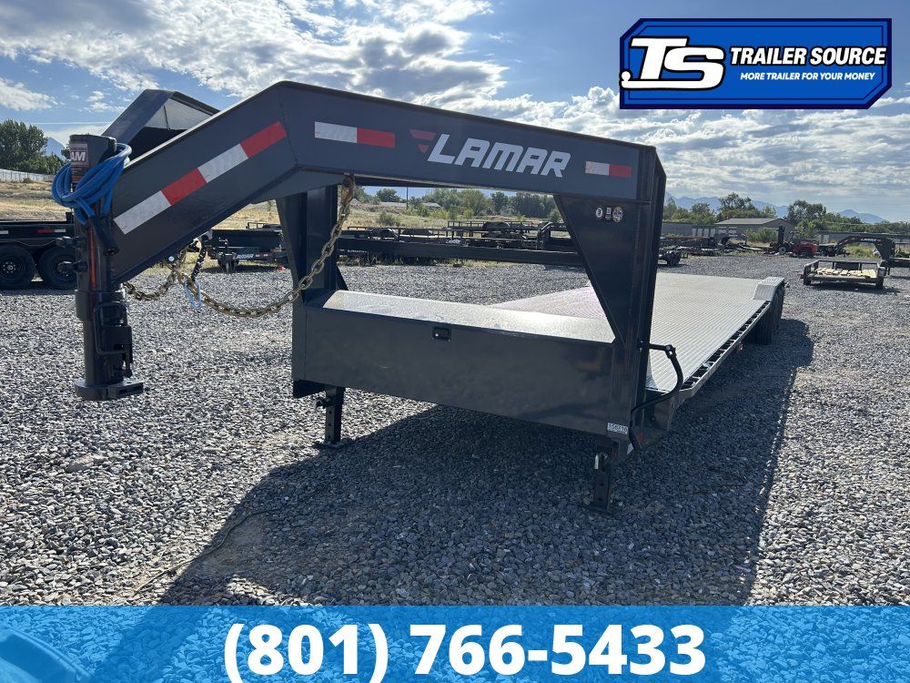 8.5x40 Lamar H8 Gooseneck Wide Body w/ Drive Over Fenders Equipment Trailer - 21K GVWR - Drive Over Wheel Boxes, Full Steel