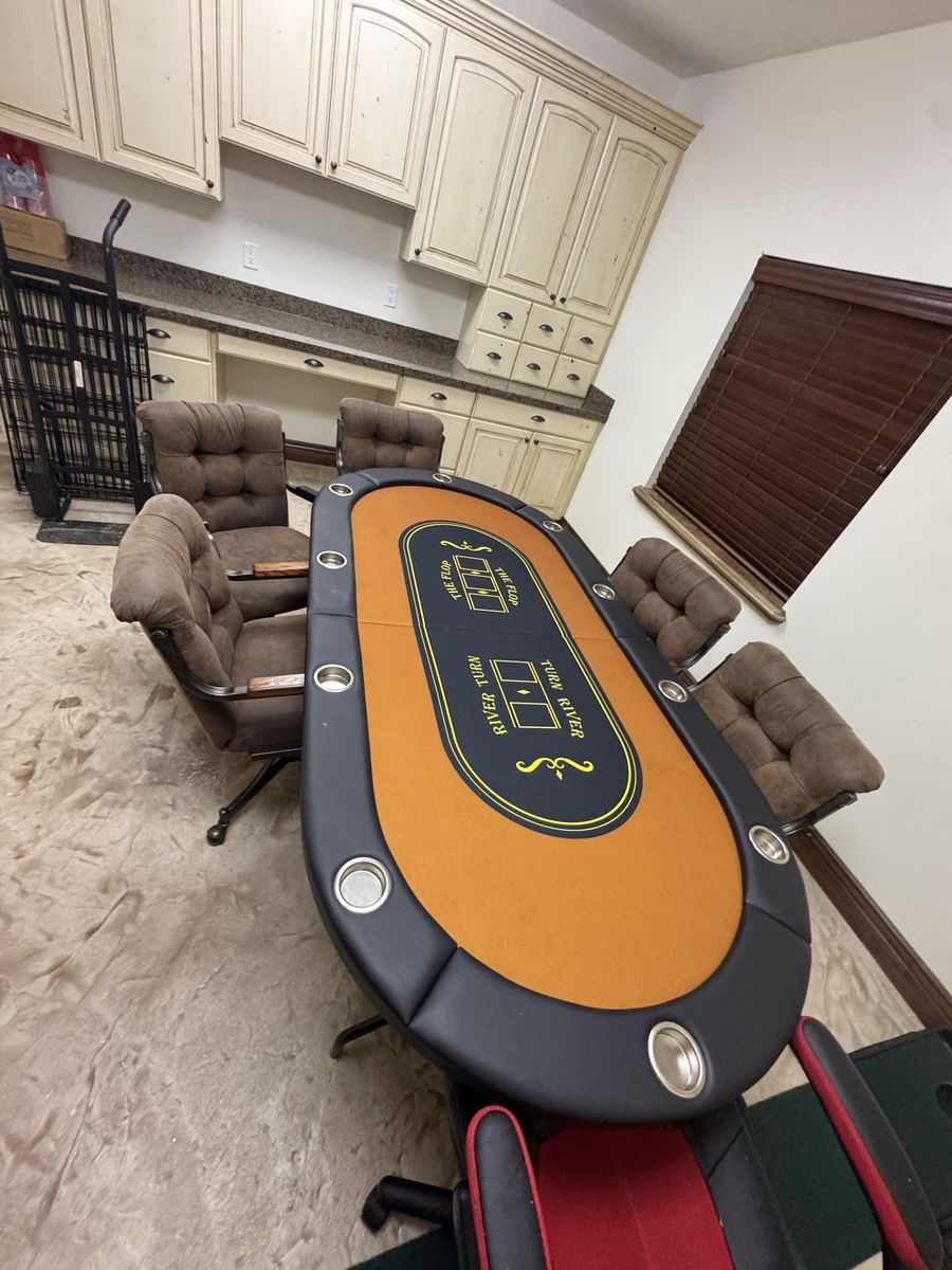 Poker table and roller chairs