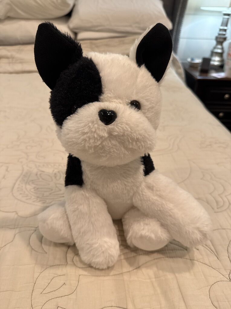 Black And White Stuffed Dog.