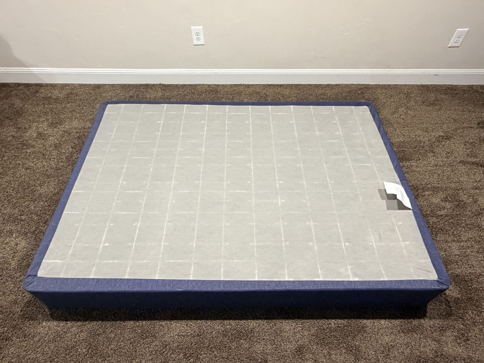 Full Size Blue Box Spring Foundation for Mattress, Sturdy Bed Base