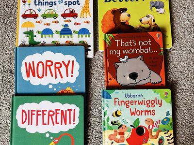 Usborne & Kane Miller Kids Board Books Lot - "Worry!", "Different!", "Fingerwiggly Worms" & More