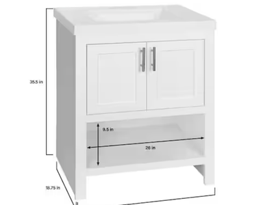 NEW White Spa 30.5 inch Single Sink Bath Vanity with White Cultured Marble Top