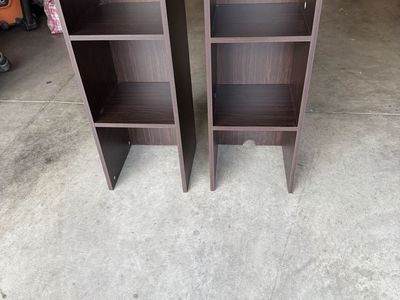 Pair of Dark Brown 3-Shelf Bookcases / Storage Units