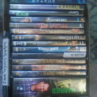 70 as-new movie DVD's mostly action sci-fi c. 1975-2010, avg $1.85 each--BUNDLED ONLY