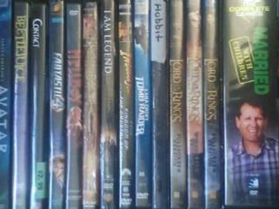 70 as-new movie DVD's mostly action sci-fi c. 1975-2010, avg $1.85 each--BUNDLED ONLY