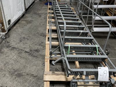 DAMAGED 15 Step Rolling Warehouse Step Ladder