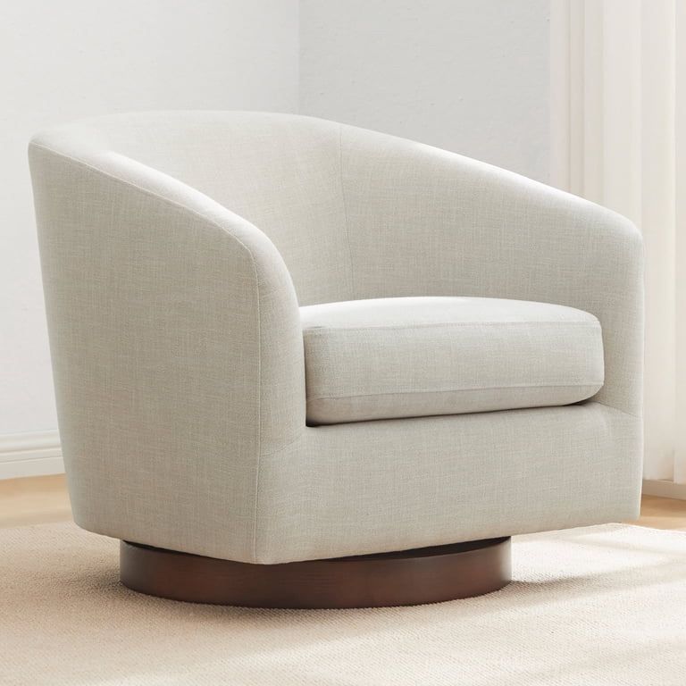 CHITA Swivel Accent Chair Fabric Round Barrel Arm