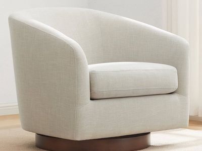 CHITA Swivel Accent Chair Fabric Round Barrel Arm