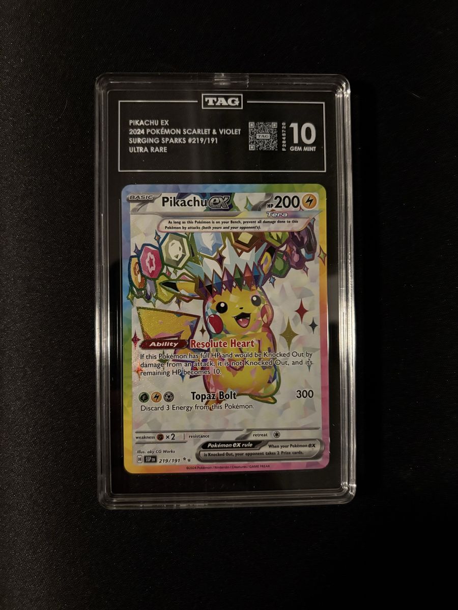 Pikachu EX 2024 Pokemon Scarlet & Violet S-P SPARKS #219/191 Ultra Rare GEM MINT 10