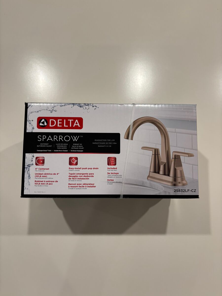 NEW - Delta Sparrow 25832LF-CZ Champagne Bronze Centerset 2-Handle Bathroom Faucet