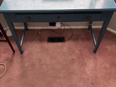Vintage-Style Teal Desk with Drawer - Charming & Functional Wood Desk