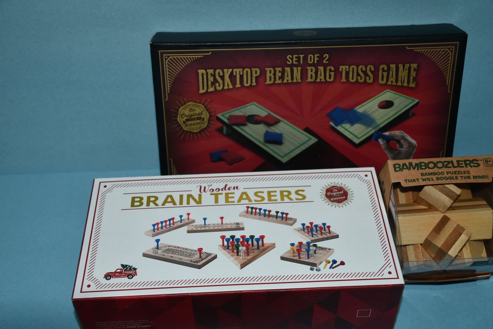 3 GAMES & PUZZLES ~ BRAIN TEASERS, BEAN BAG TOSS & BAMBOOZLE PUZZLE ~ COMPLETE ~ CAMPING ~ ALL FOR $5