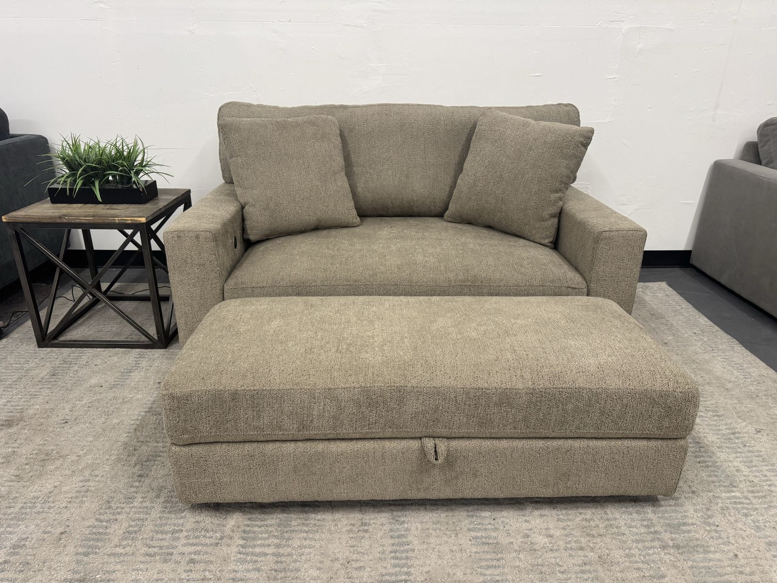 NEW COSTCO OVERSIZED STORAGE SOFA CHAIR & OTTOMAN 