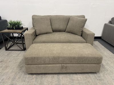 NEW COSTCO OVERSIZED STORAGE SOFA CHAIR & OTTOMAN