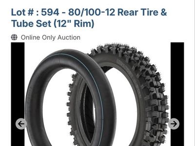 Mtilieosa 80/100-12 Rear Tire & Inner Tube Set (12" Rim) Dirt Bike Off-Road Motorcycle