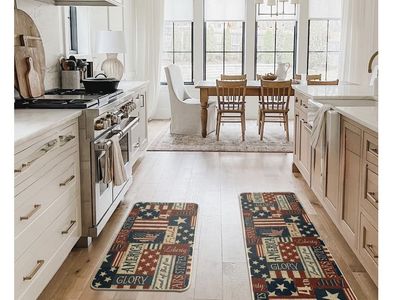 Patriotic Americana Kitchen Rug Set - 2 Piece Non-Slip Mats