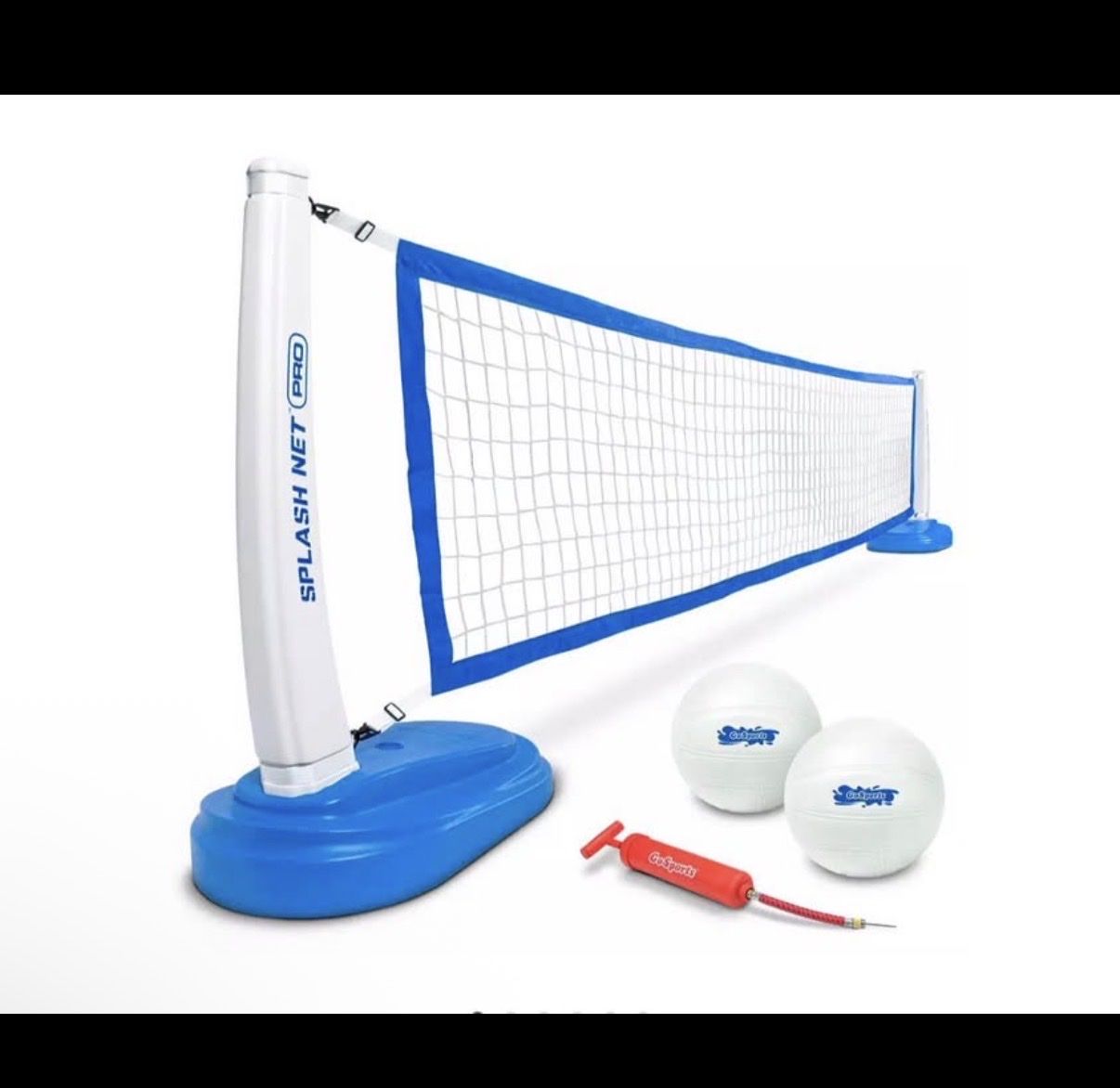 Splash Net PRO Pool Volleyball/Badminton Set - Water Weighted Bases, Net, Balls & Pump