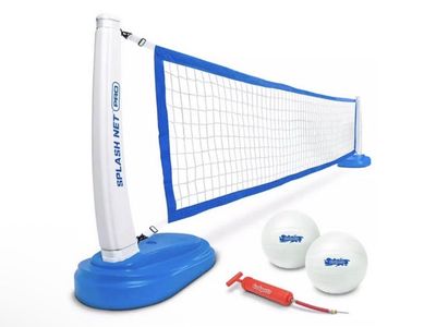 Splash Net PRO Pool Volleyball/Badminton Set - Water Weighted Bases, Net, Balls & Pump