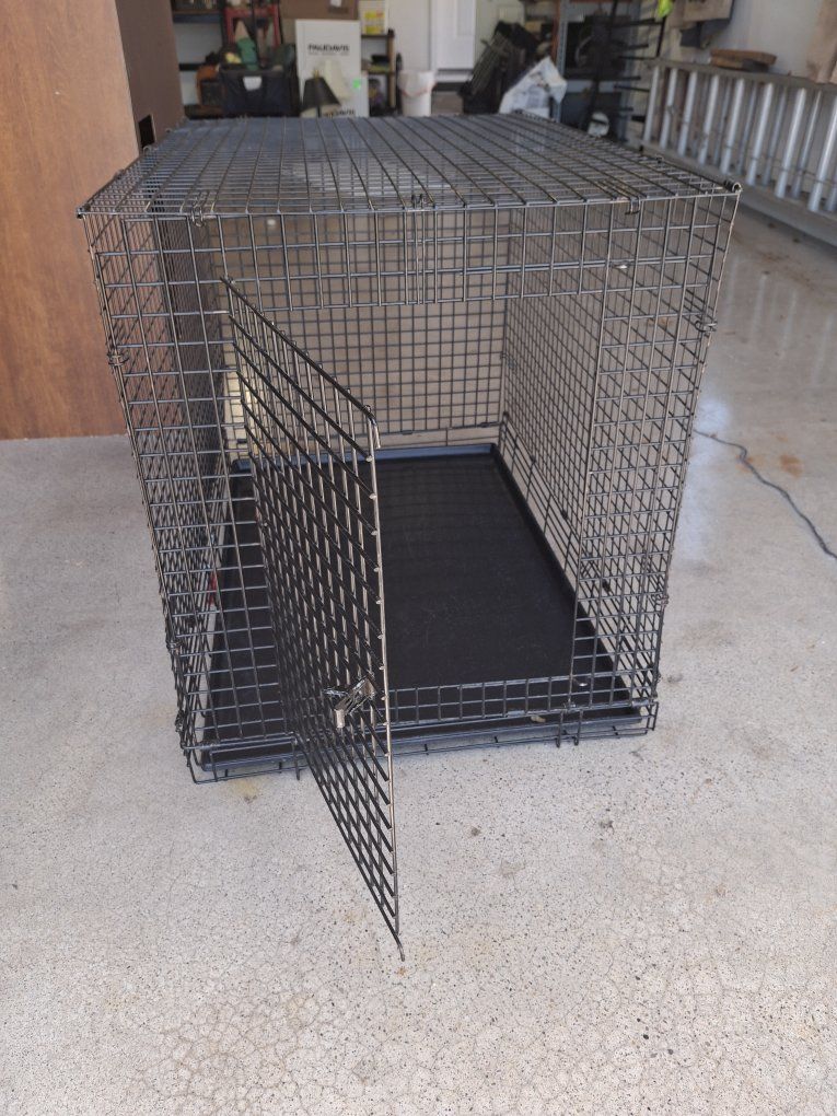 Folding Metal Wire Dog Crate with Removable Tray