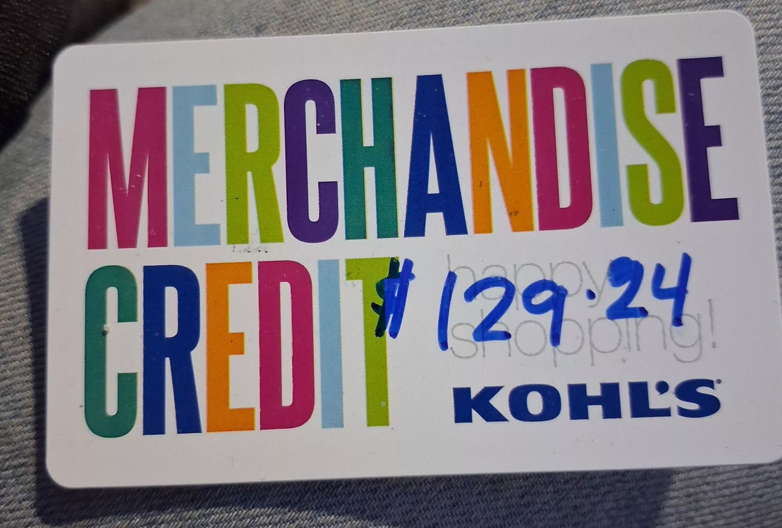 Kohls merchandise card