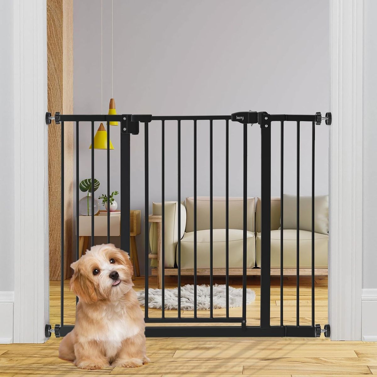 29"-42.5" Pressure Mounted Baby Gate for Stairs, Auto Close Safety Dog Gate - BLACK