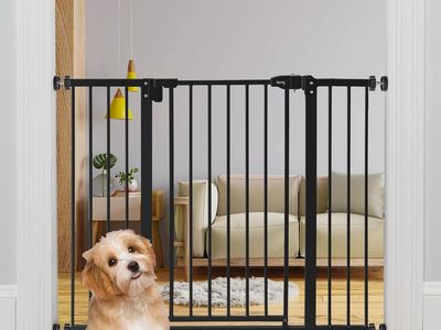 29"-42.5" Pressure Mounted Baby Gate for Stairs, Auto Close Safety Dog Gate - BLACK