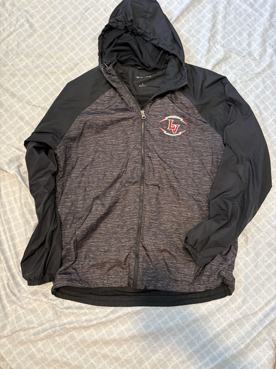 Sport-Tek Men's Size L Black/Gray LV Football Team Windbreaker Jacket