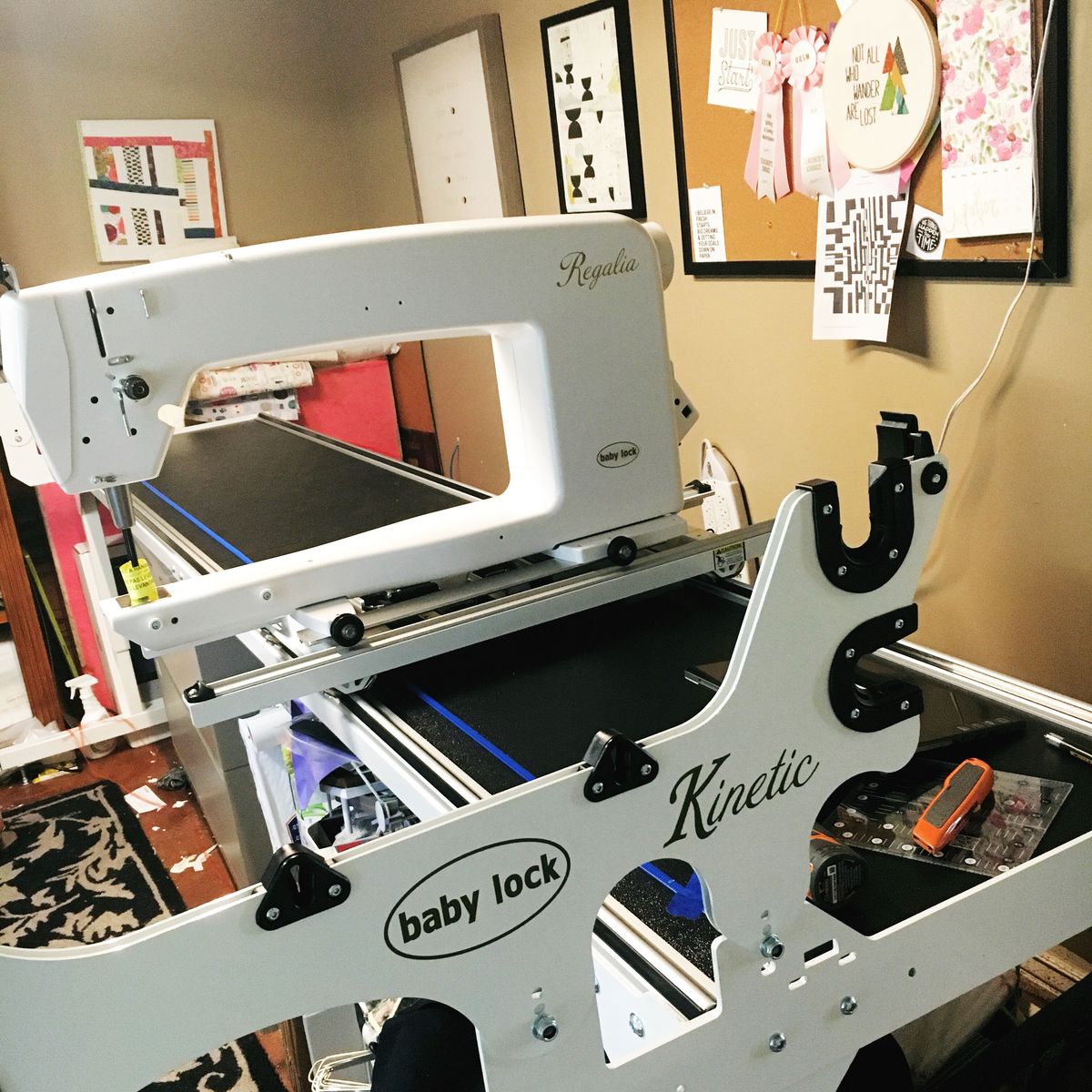 Baby Lock Regalia Longarm Quilting Machine w/ 10’ Kinetic Frame + Pro-Stitcher – Great Condition