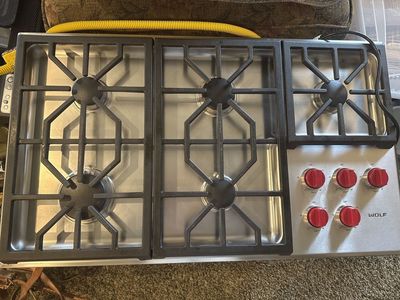 Wolf 36” 5 Burner Stainless Steel Gas Cooktop