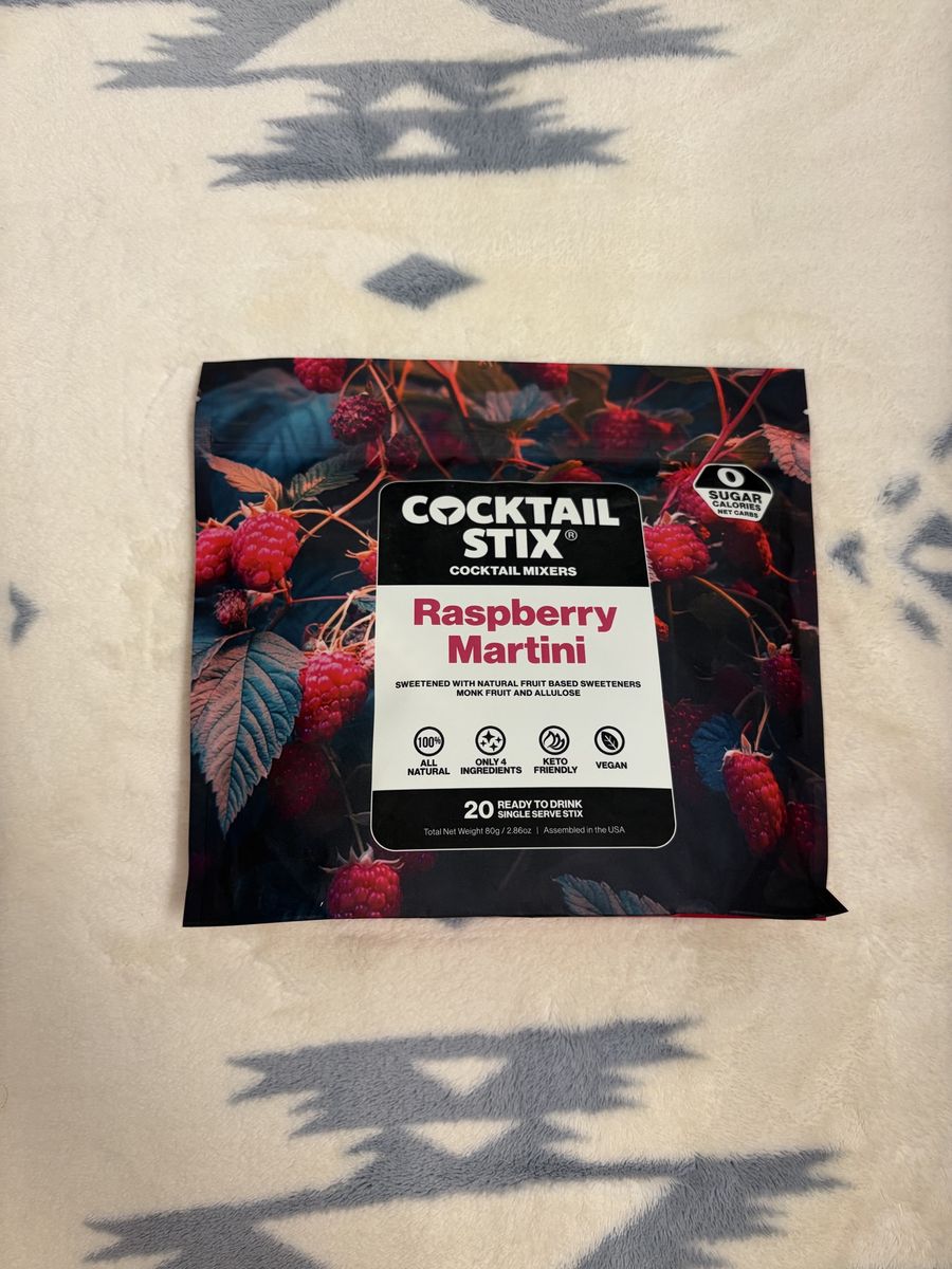 Cocktail Stix Raspberry Martini Cocktail Mixers - Keto & Vegan Friendly, 20 Drink Mixes