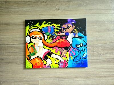 Splatoon Themed Hand-Painted Acrylic Canvas