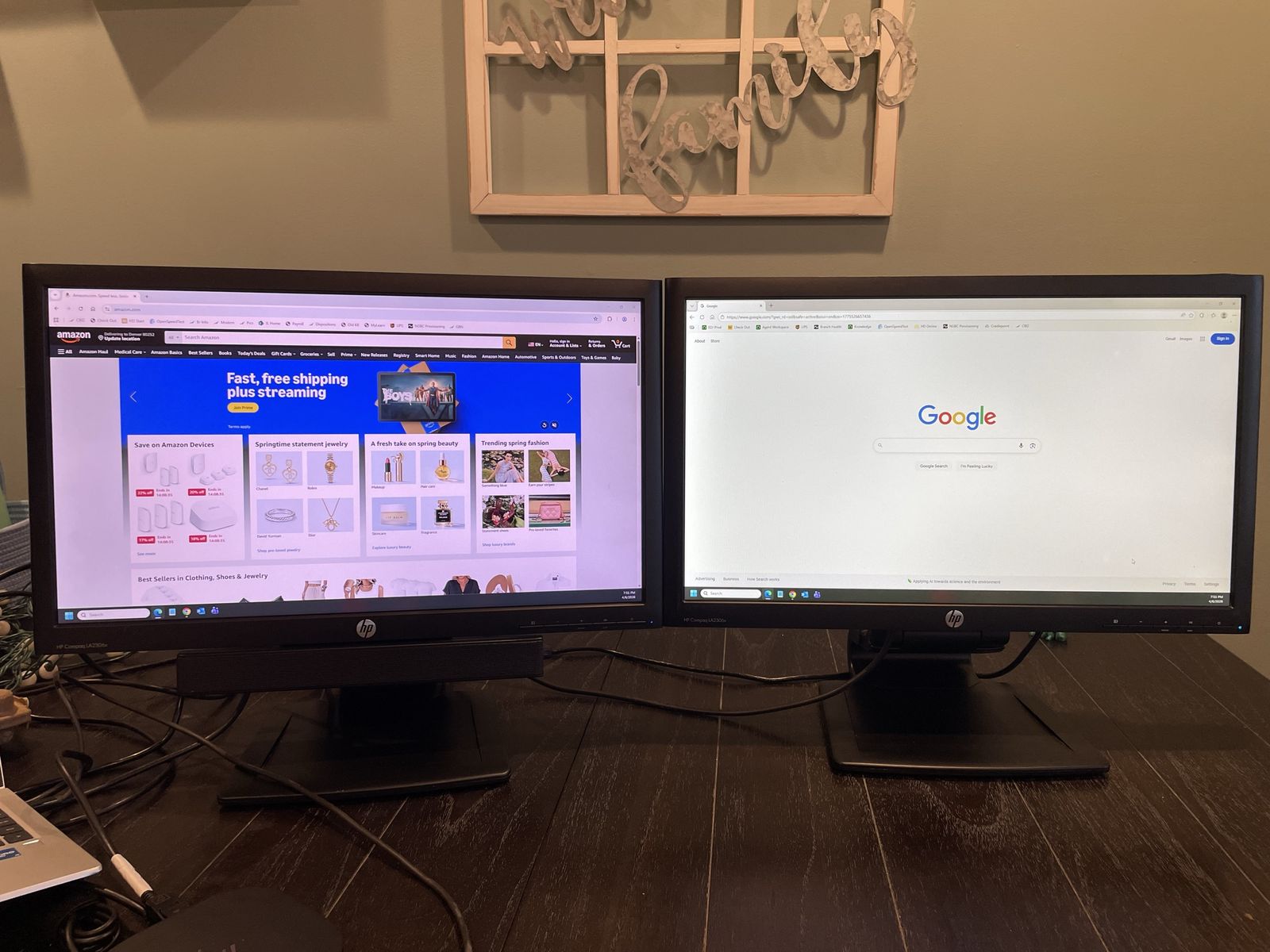 23" HP Monitors DP/VGA/DVI