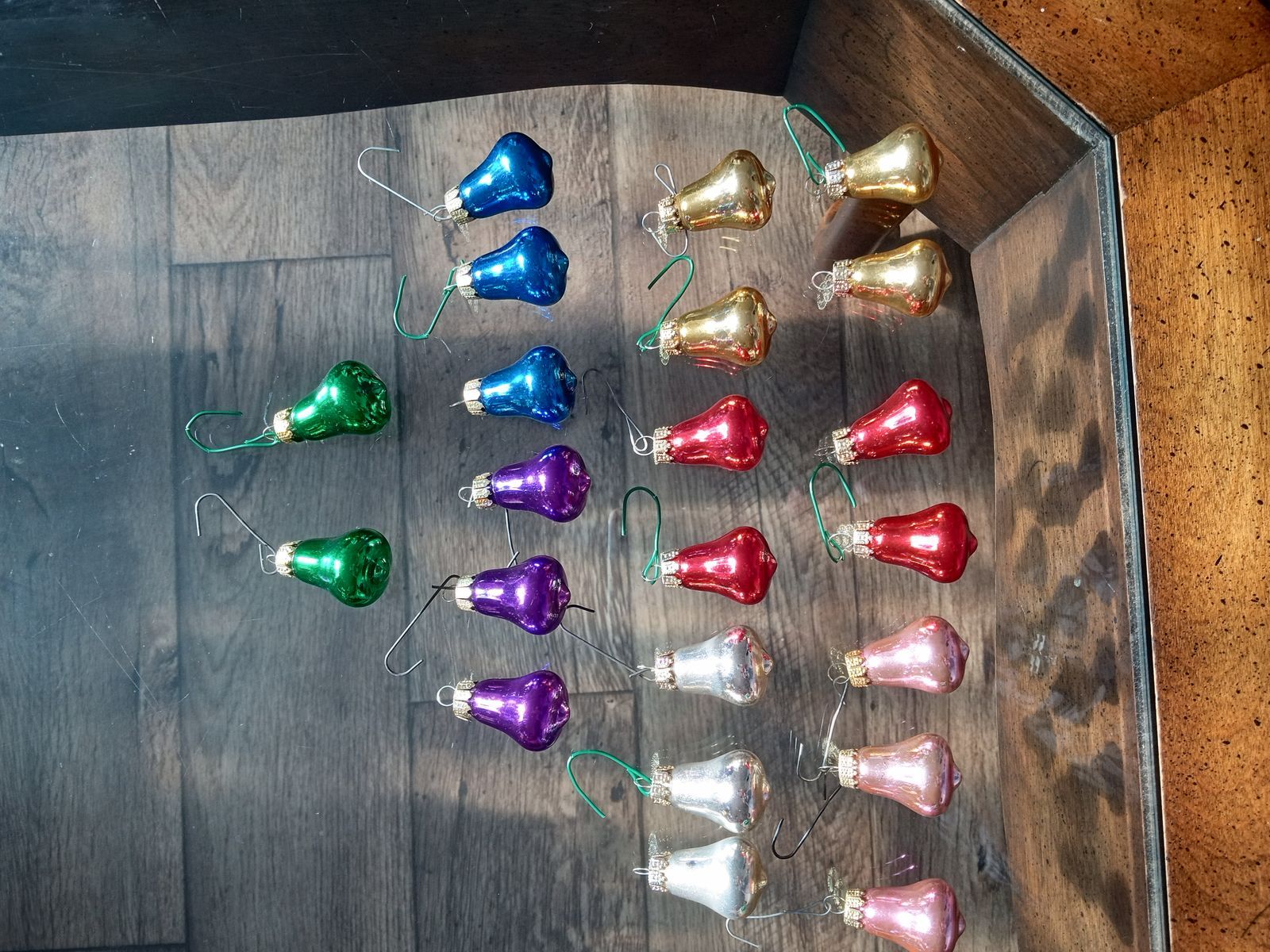 Vintage Bell-Shaped Christmas Ornaments - Lot of 21, Assorted Colors, Mercury Glass Style