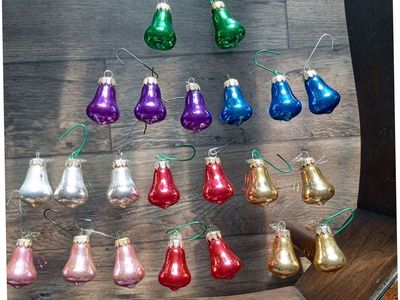 Vintage Bell-Shaped Christmas Ornaments - Lot of 21, Assorted Colors, Mercury Glass Style