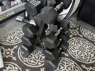 Hex Dimbell Set With Stand 10-25 Lbs