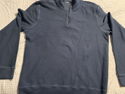 Faherty Brand Mens Large Textured Knit Quarter Zip