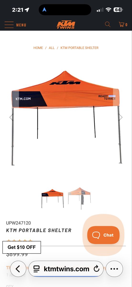 KTM Portable Shelter Canopy Tent - Used 