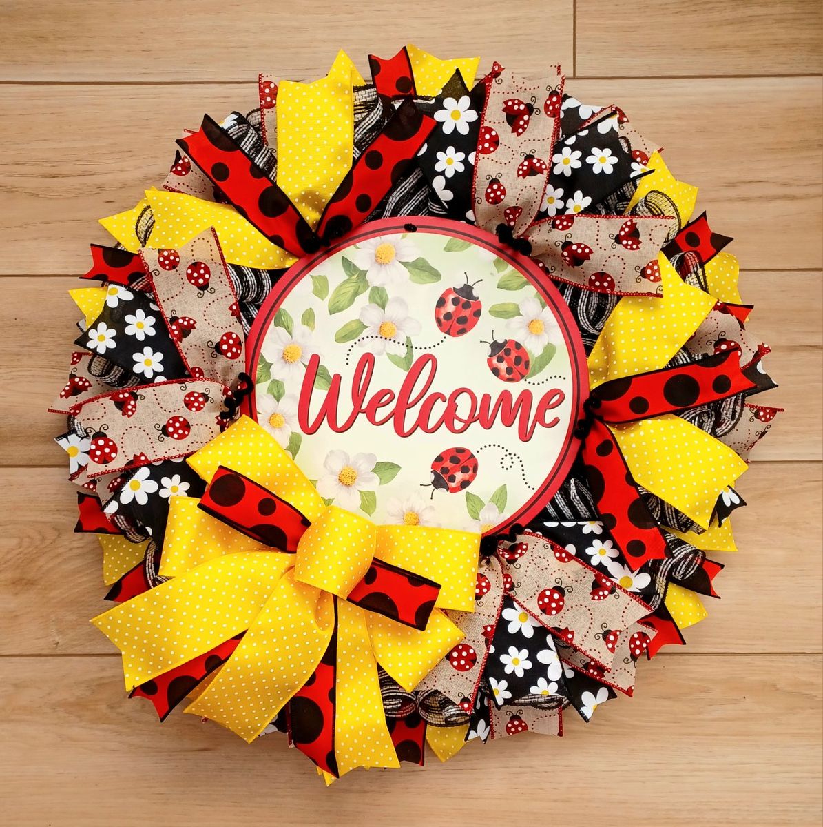 Beautiful 24" Ladybug Welcome Wreath