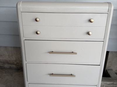 Refinished Art Deco Waterfall Wood Dresser