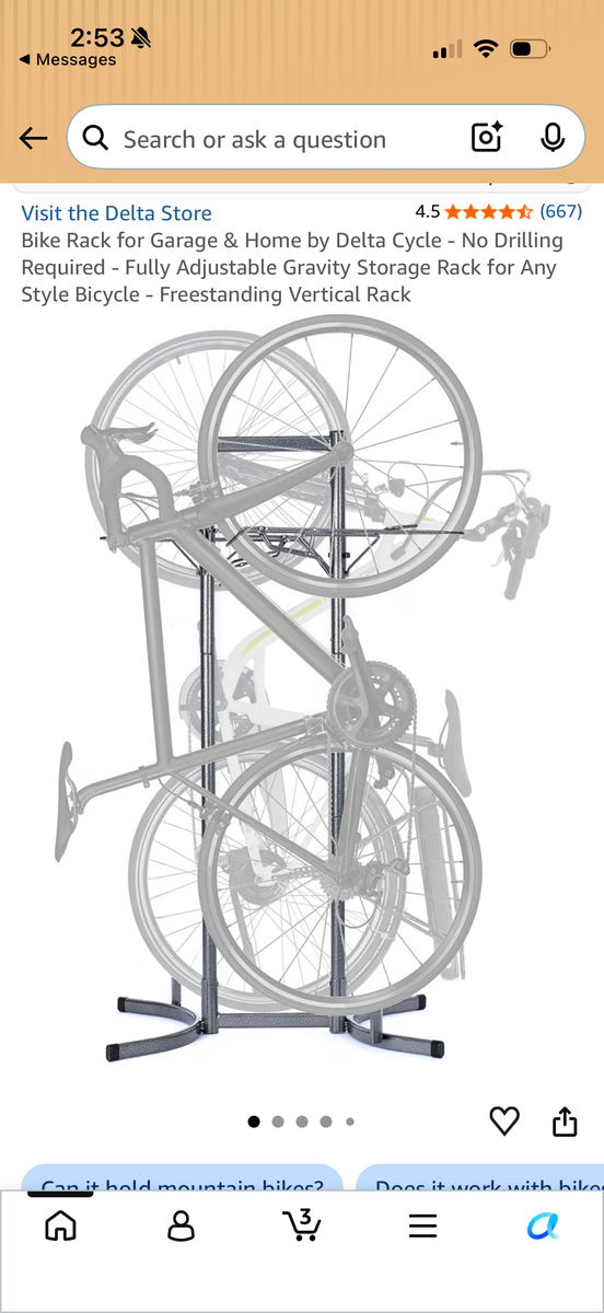 Delta Cycle Freestanding Gravity Storage Rack - Adjustable Vertical Bike Rack for 2 Bikes