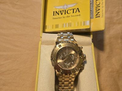Invicta Men's Gold Tone Watch with Chronograph, Quartz Movement