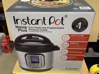 New in Box Instant Pot Nova Plus 9-in-1 Multi-Use Programmable Pressure Cooker, 6 Quart, Brushed Stainless Steel