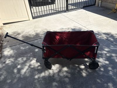 Red Collapsible Utility Wagon Folding Cart with Pull Handle