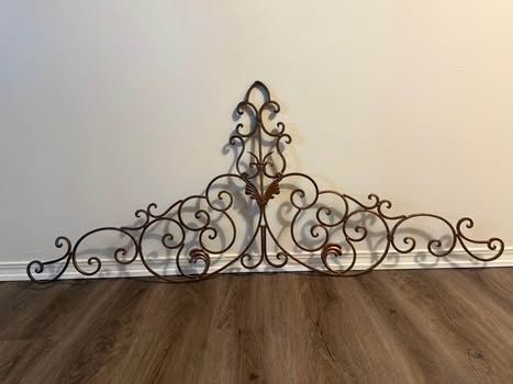 Large Tuscan Wrought Iron Wall Decor - Bronze Scrollwork Accent