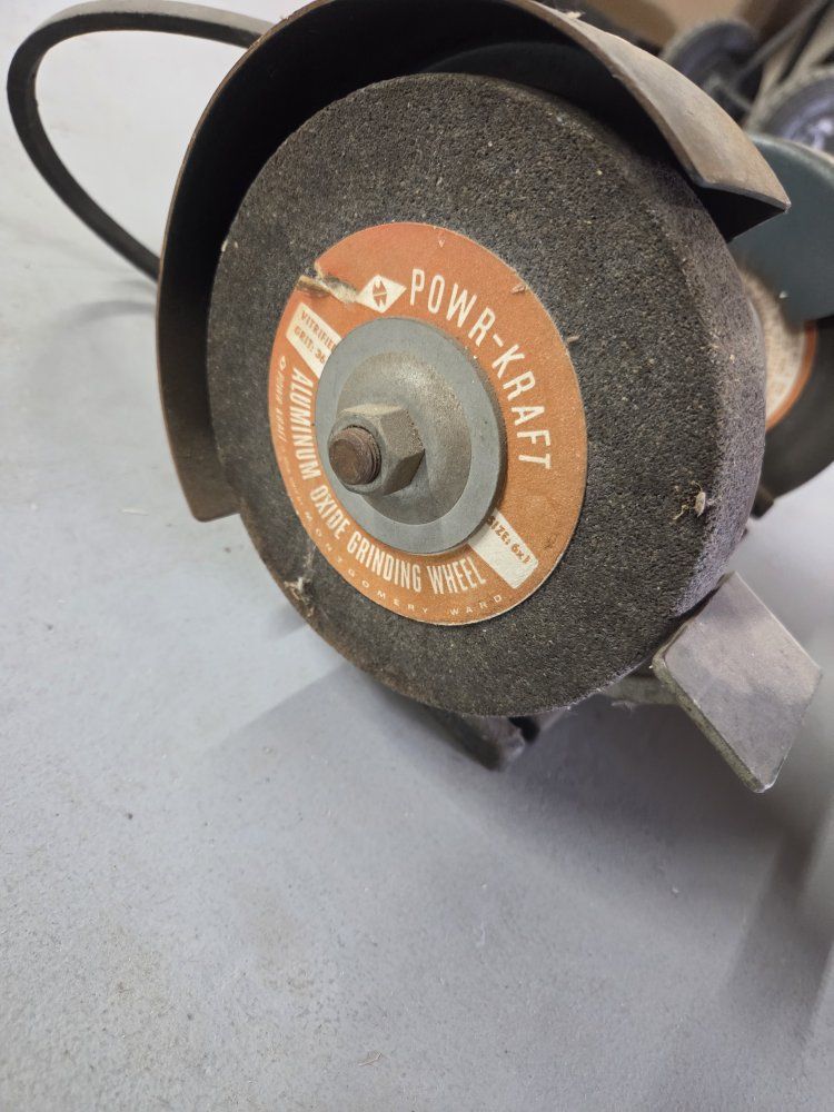 Vintage Powr-Kraft Montgomery Ward 84-5159A Bench Grinder with Delco Motor